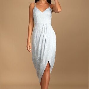 Lulus Truly Exquisite Light Blue Jacquard Tulip Midi Dress